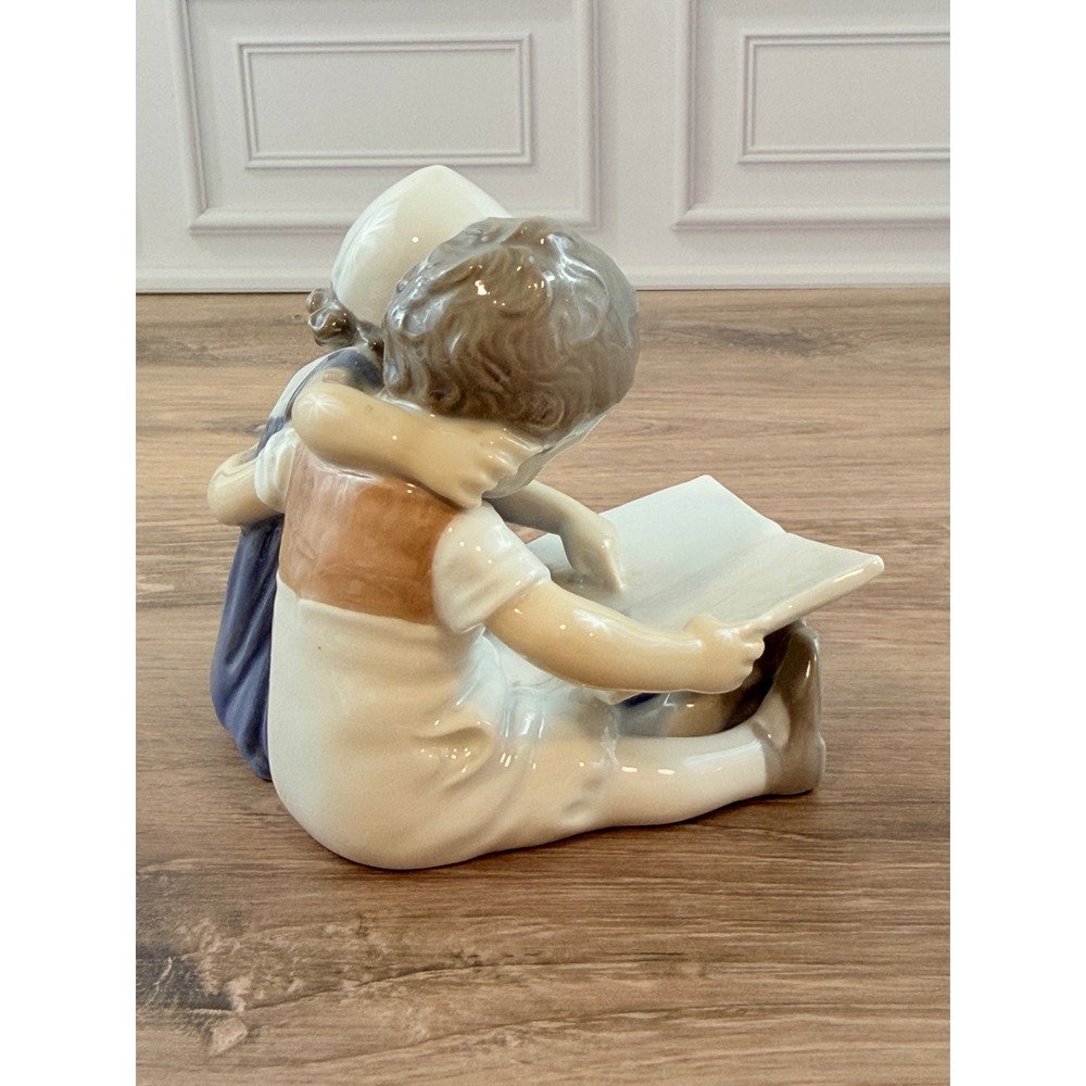 VTG 1948 Bing & Grondahl Denmark "Children Reading" Porcelain Figurine - Picture 4 of 9